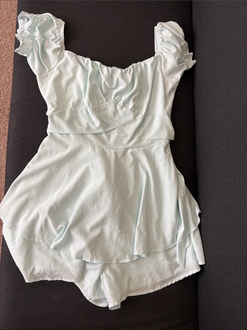 Women's Light Blue Ruffle Romper
